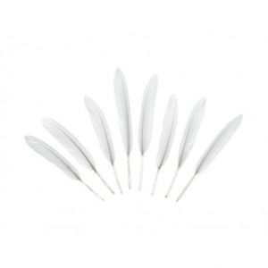 Piórka dekoracyjne PartyDeco 10-16cm Białe, 8szt